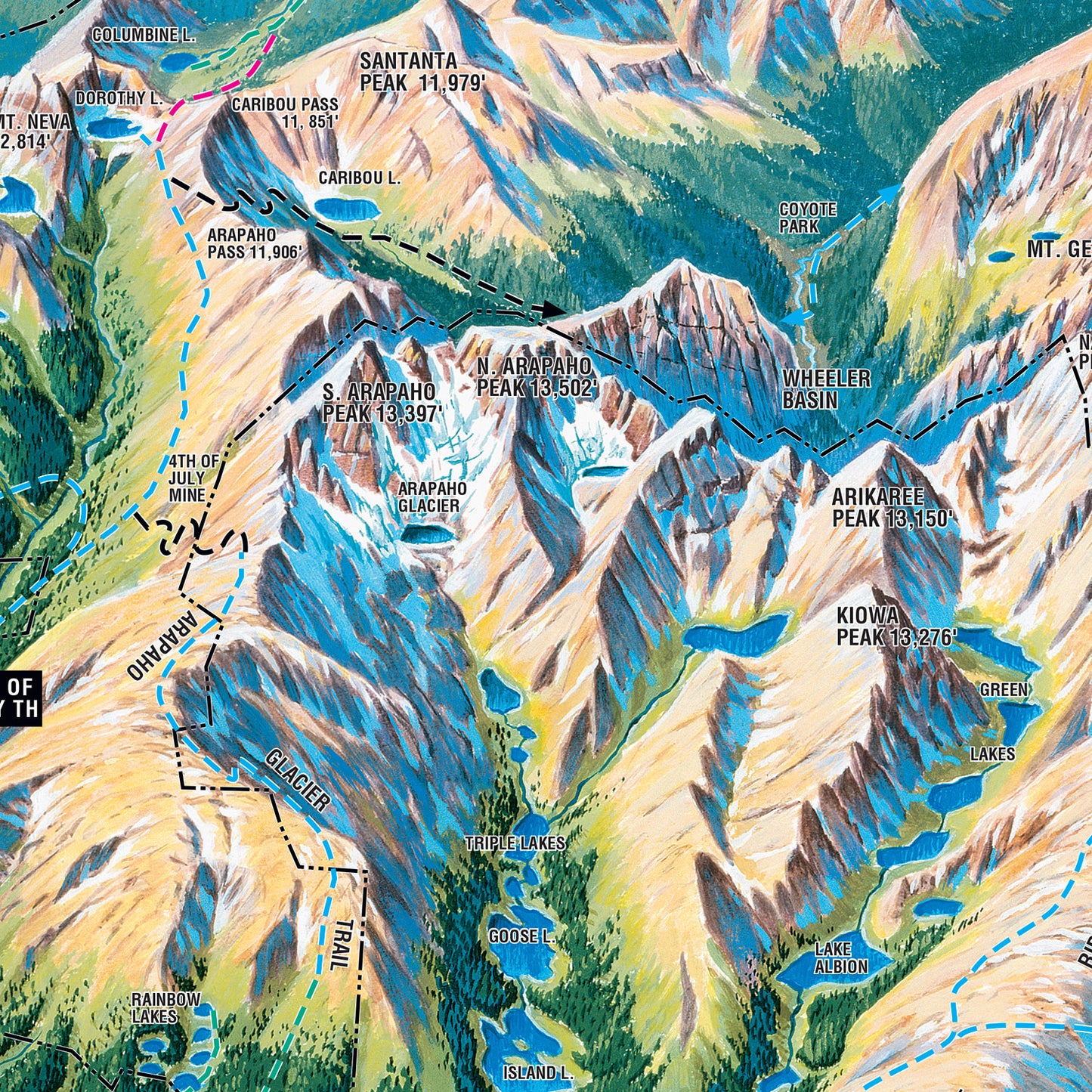 Indian Peaks Hiking Map