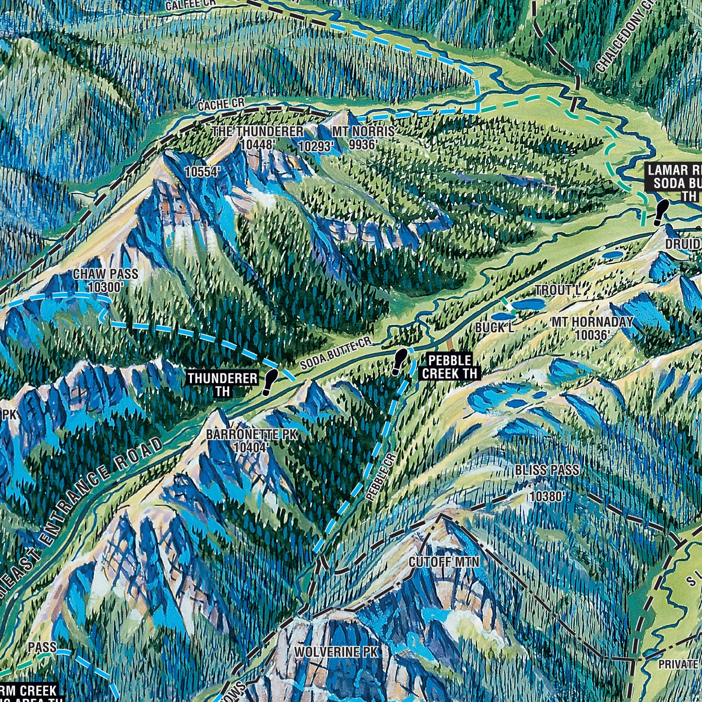 Yellowstone National Park Hiking Map
